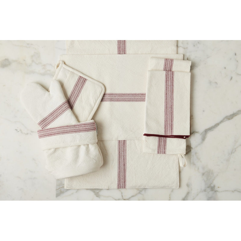 Dinner Napkins, Vintage Stripe, Merlot Red
