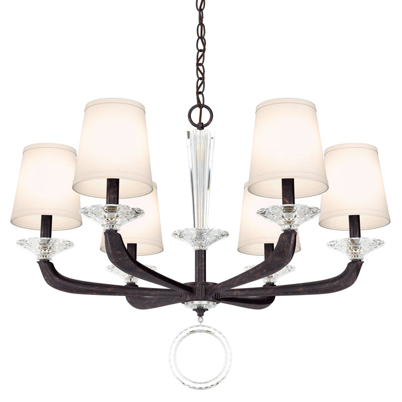 Emilea 6 - Light Glass Chandelier, Heirloom Bronze