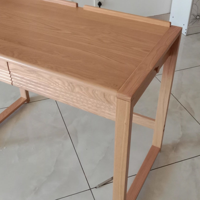 Bureau d'écriture simple à 2 tiroirs brun clair, H 30,7 po x l 47,24 po x P 21,65 po