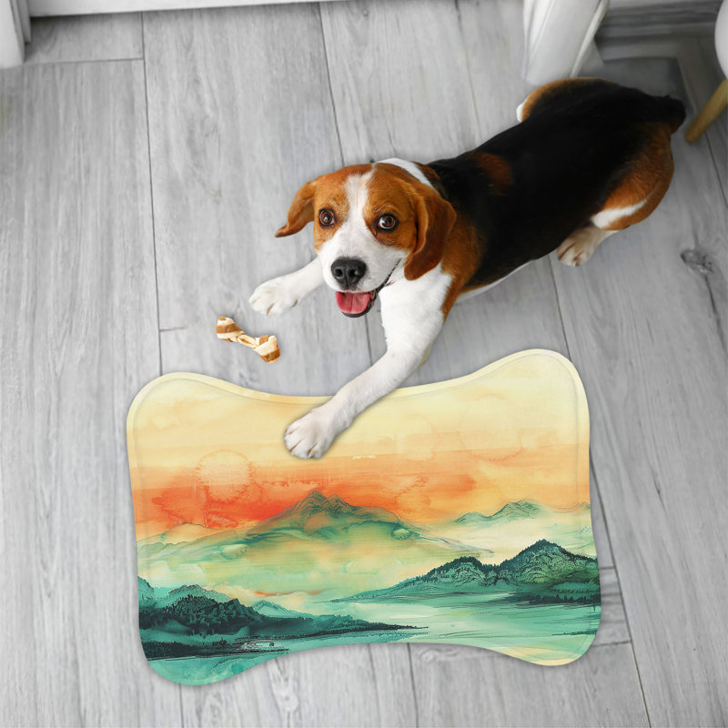 Oriental Ink Patterns - 1 Piece Bone Shape Feeding Mat
