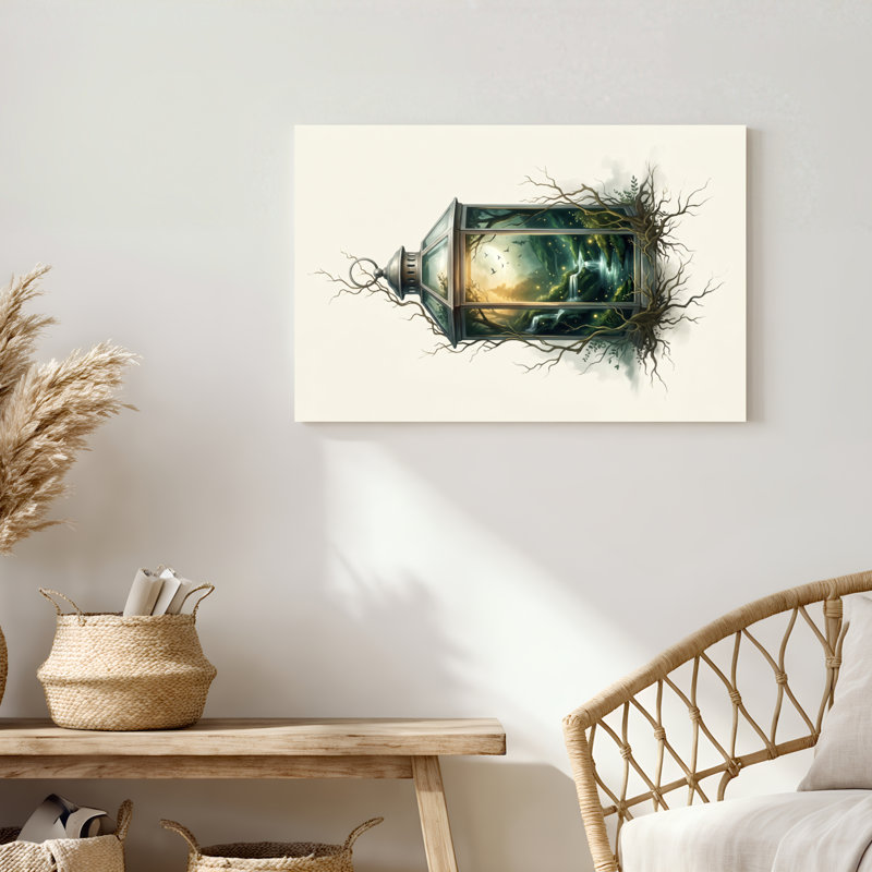 «Gallery Wrap», art mural sur toile pour le salon, la chambre à coucher, le bureau ou le vestibule - décoration murale décorative avec lanterne nature