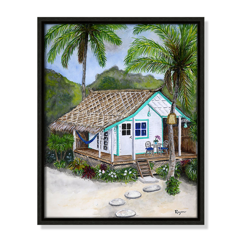 «Little Grass Shack Print» par Mike Ragan pour , Espresso, H 15,5 po x l 12,5 po