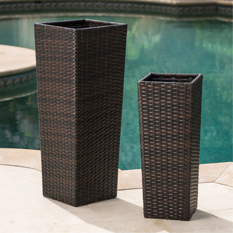 Rattan FLOWER POT - BROWN