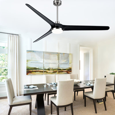 72" 3-Blade Modern Large Ceiling Fan With Light Kit and Remote, 6-speed Reversible DC Motor Indoor/Outdoor Ceiling Fan