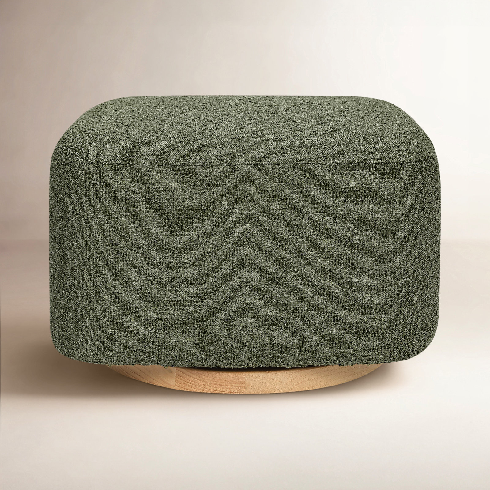 Kiwi Gliding Ottoman, Olive Boucle, Natural