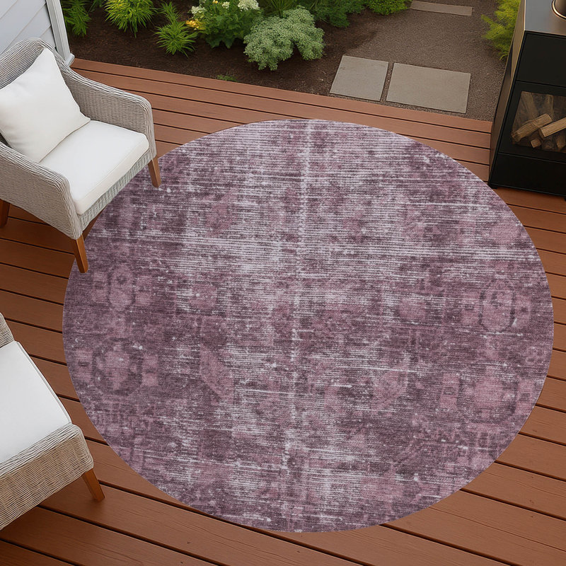 Tapis intérieur / extérieur rouge Delaura, 8 pi x 8 pi