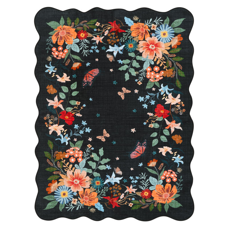 Tapis ultra-fin à motif floral Kaldi Boho, Rectangle 9 pi x 12 pi