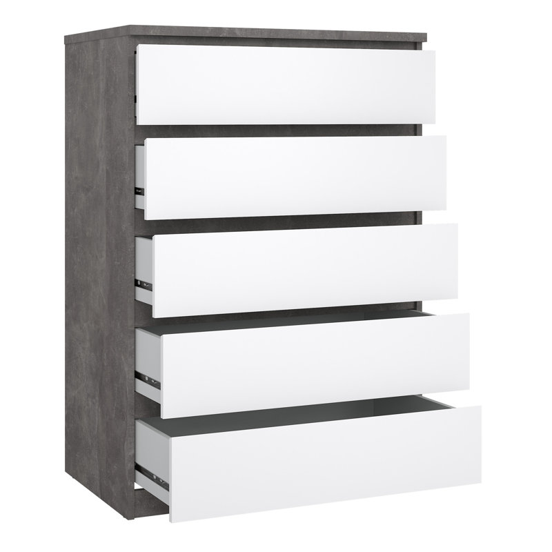 Parley 77cm W 5 - Drawer Chest of Drawers, White