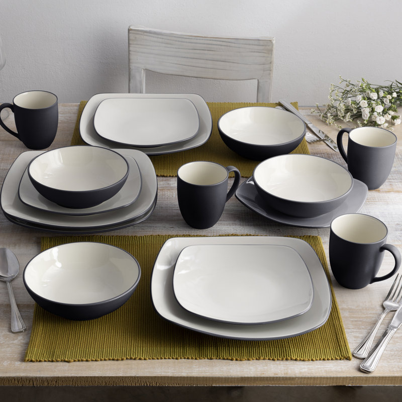 Noritake Colorwave Square Dinner Plates, 10-3/4", Graphite