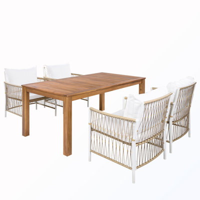 Patio Dining Table Set With Rectangular Table And 6 Rattan Arm Chairs