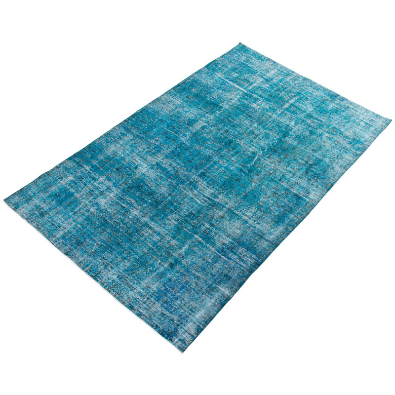 Tapis unique en laine turquoise 6 pi 9 po x 10 pi 2 po One Age of a Kind Jarrard