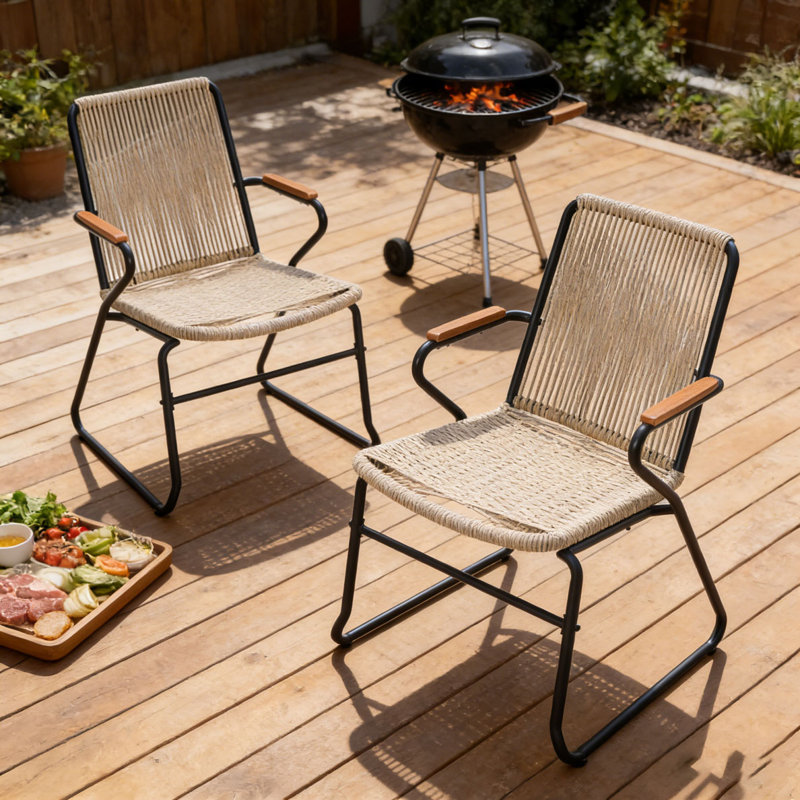 Chaise d'extérieur en rotin, Marron clair