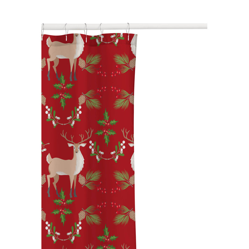 Rideau de douche Botanical Deer, Rouge