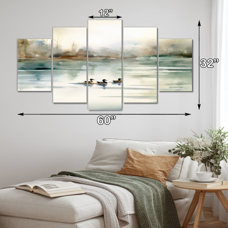 " Ducks In Pond I " 5 - Pieces