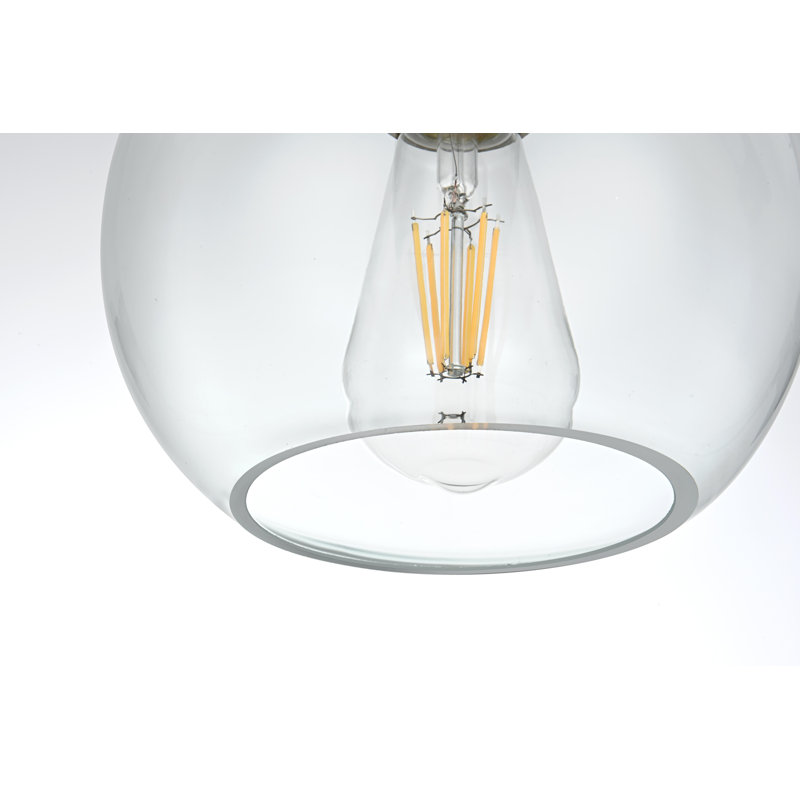 Luminaire suspendu sphérique simple à 1 lumière Snead, Transparent, H 68 po x l 7,9 po x P 7,9 po, Gold