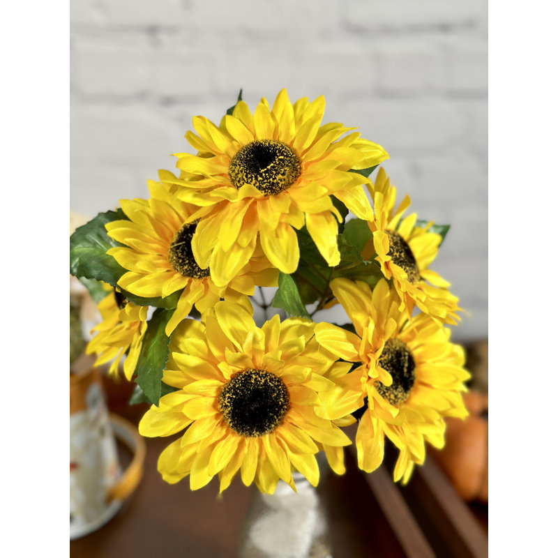 Tige de tournesol pleine floraison, H 14 po x l 9 po x P 5,5 po