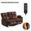 Causeuse inclinable électrique de 68,9 po avec chaleur, massage et console centrale - accoudoirs coussinés moelleux-1295732081