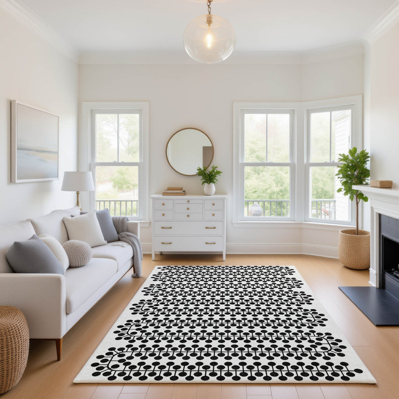 Premium Machine Washable Mayfield AMF2247 Geometric Rug, Ivory, 9' x 12'