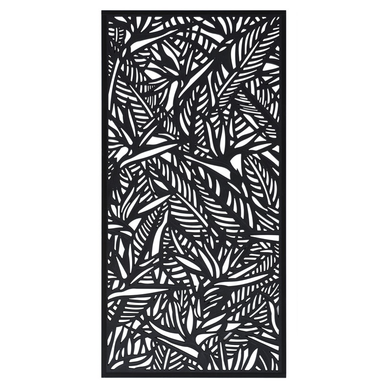 6 ft Black Vinyl Bird of Paradise Privacy Screen Panel