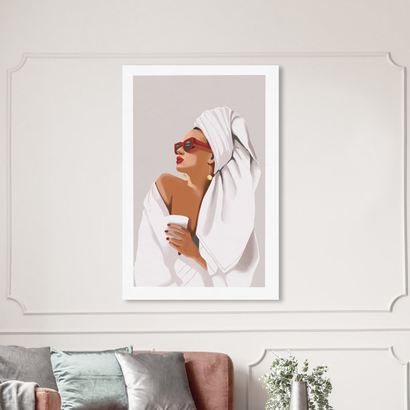 «Her Morning routine» - impression, H 45 po x l 30 po, Toile tendue, Sans cadre