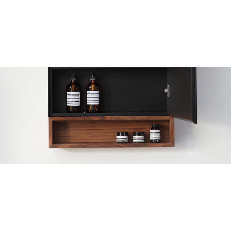 Bergen 24" Medicine Cabinet, Matte Black/Walnut