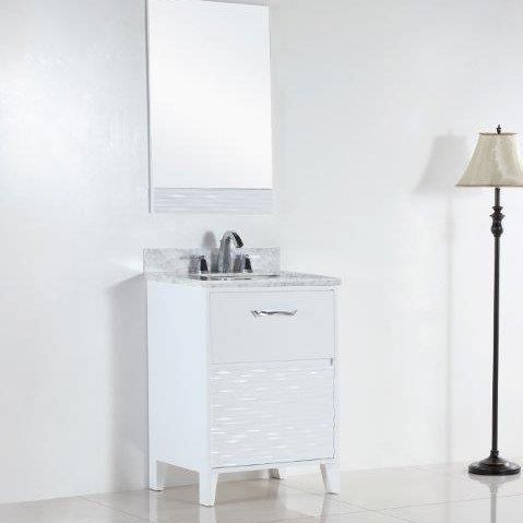 Macneil 24.49'' Single Bathroom Vanity with Top, White Carrara