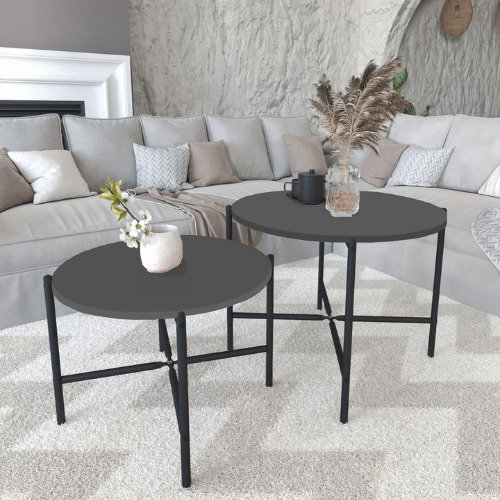 Princetta Solid Wood Coffee Table, Anthracite