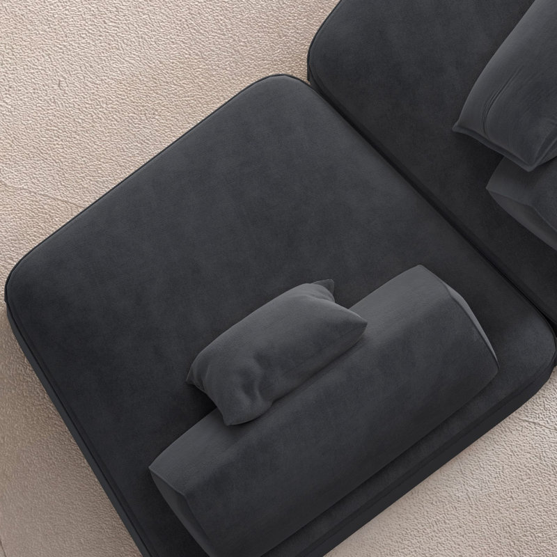 Amelina 139" Modern Curved Sectional Sofa Couch With Chaise, Upholstery Chenille Sofa Couch With Pillows,Sectional Chenille Fabric Couch For Living Room