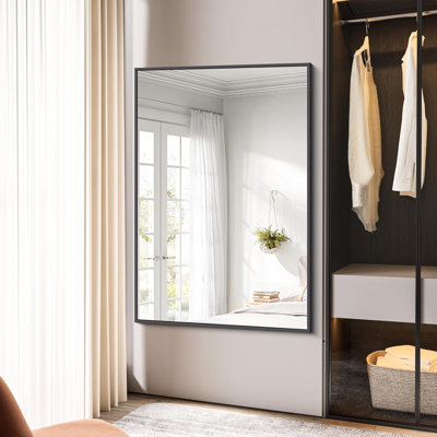 Bathroom Mirror,55x36 inch Large Wall Mirror for Bathroom Wall Mounted Black Rectangle Corner Mirrors,Black Bathroom Mirror for Living Room,Farmhouse,Bedroom Entryway,Horizontal/Vertical