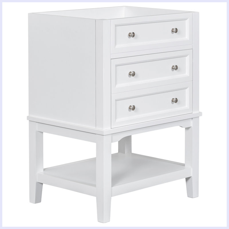 Modern Bathroom Vanity Storage Cabinet with Drawer and Open Shelf