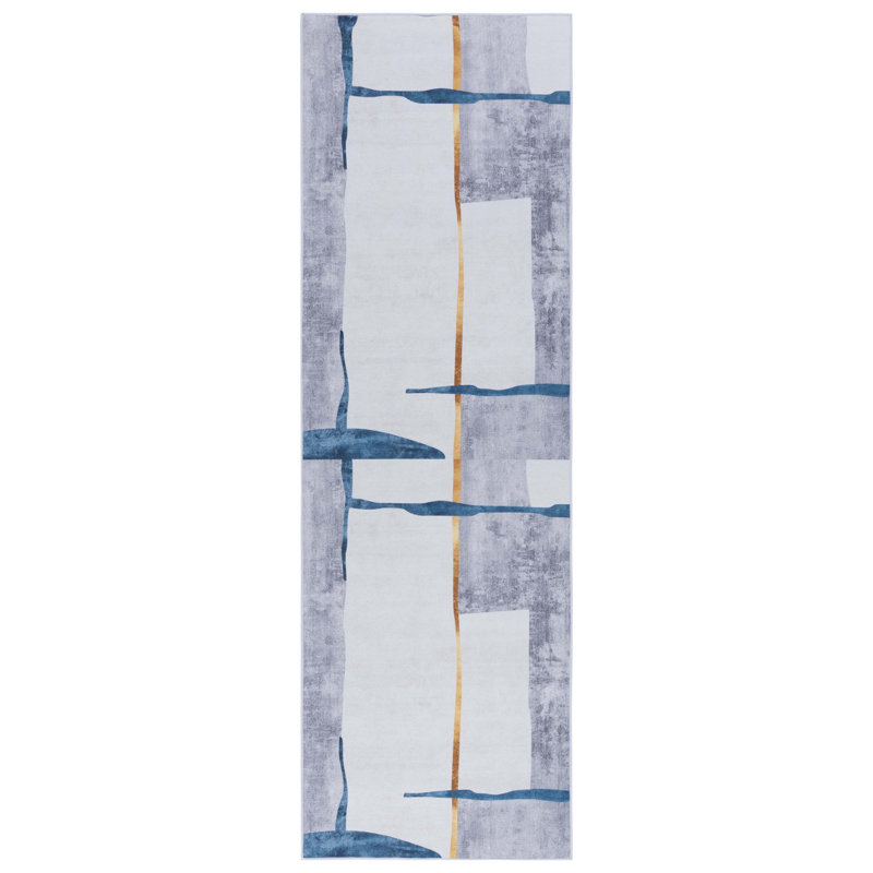 Tapis abstrait à motif abstrait lavable à la machine Performance Tacoma, Tapis de couloir 2 pi 6 po x 8 pi