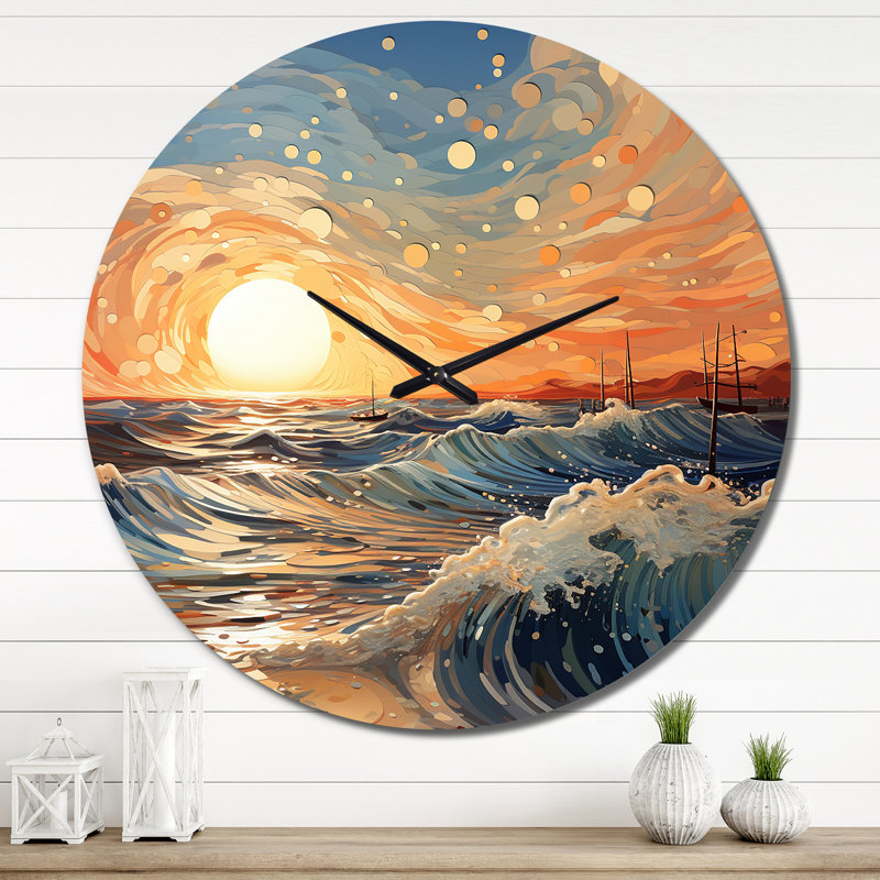 Horloge murale en métal Beach Photo Sunkissed Sands IV, Très grand