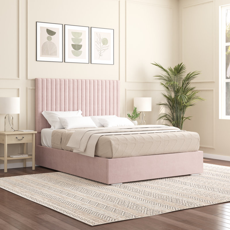 Aidean Upholstered Bed Frame, Single (3'), Pink