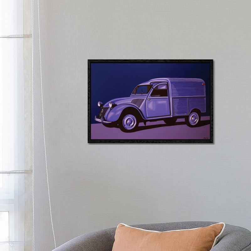 Citroen 2CV AZU 1957 by Paul Meijering - Painting on Canvas, Black Floater Frame, 66.04 cm H x 45.72 cm W