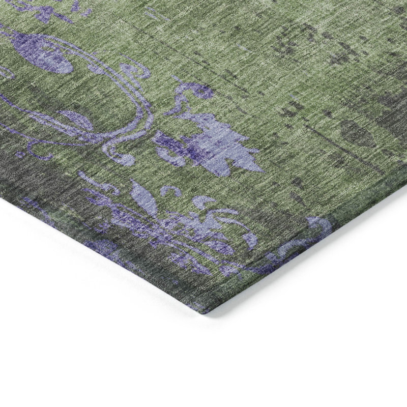 Machine Washable Indoor/Outdoor Xhevrie Aloe Rug, Rectangle 8' x 10'