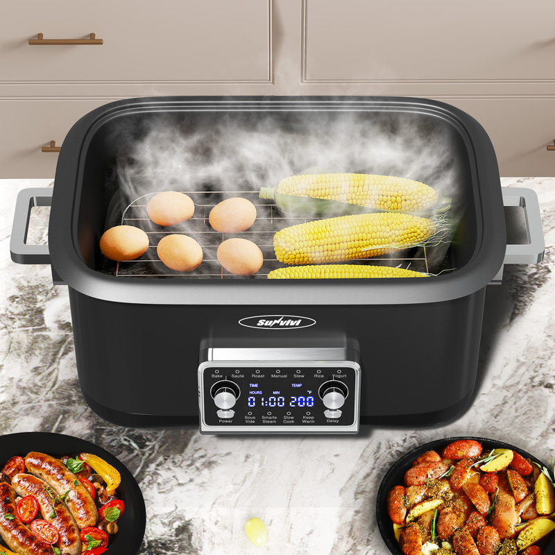 12-In-1 Digital Programmable Slow Cooker, 8 Quart Multi-Cooker, Black