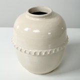 Approx. 12" High Off Whtie Ceramic Vase with Lace Decoration