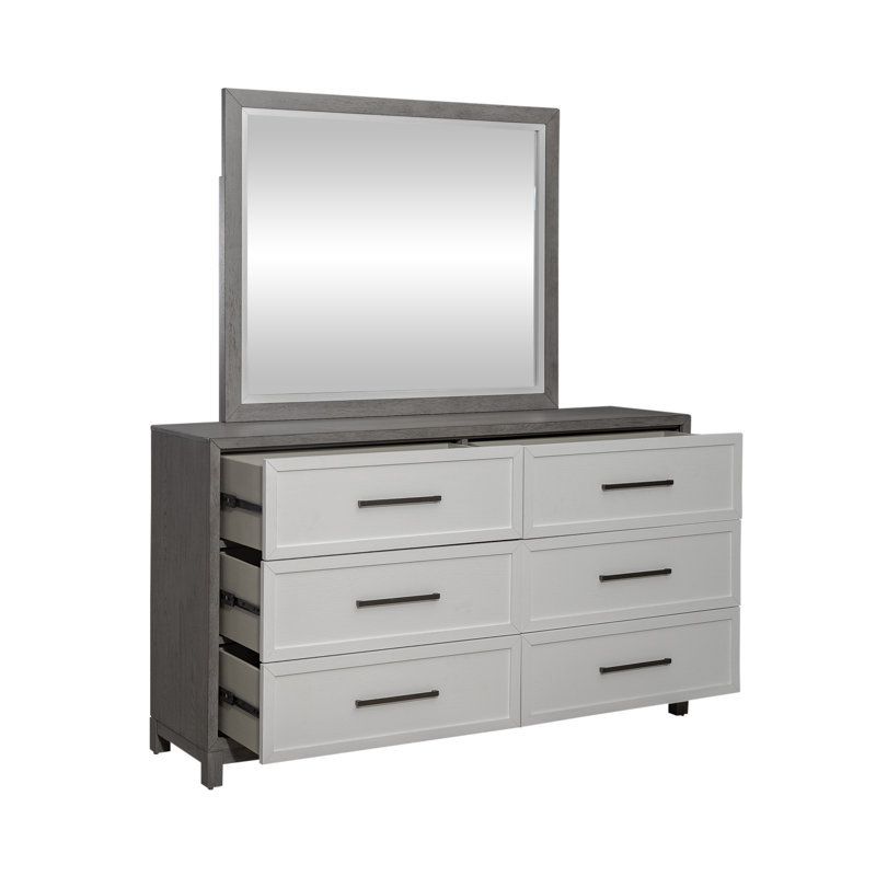 Commode 6 tiroirs et miroir Maddison