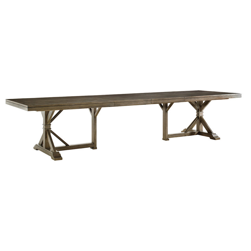 Hatteras Gray Elm Extendable Dining Table with Metal Trestle Base