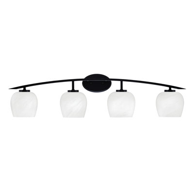 Kurve 4 Light Bath Bar With 6" White Marble Glass