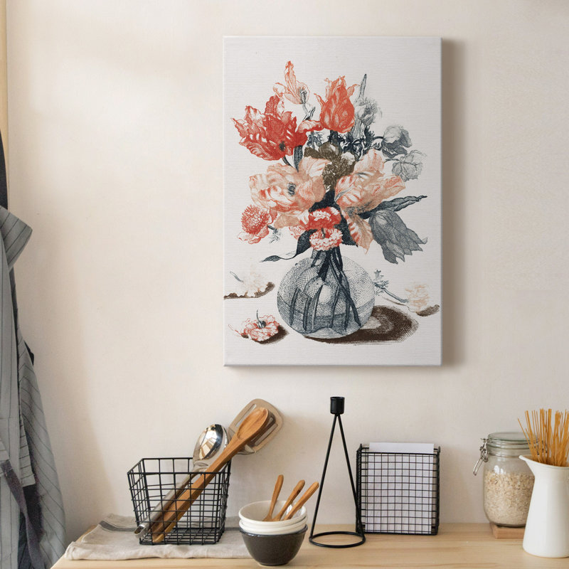 Fleurs dans un vase IV - Impression sur toile tendue, H 18 po x l 12 po x P 1 po