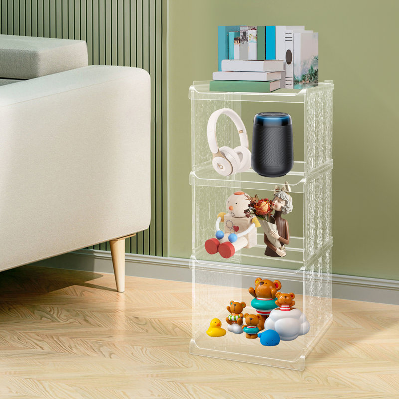 4 Tier Floor Standing Shoe Storage Organizer also for Small Items Storage and Display, Clear