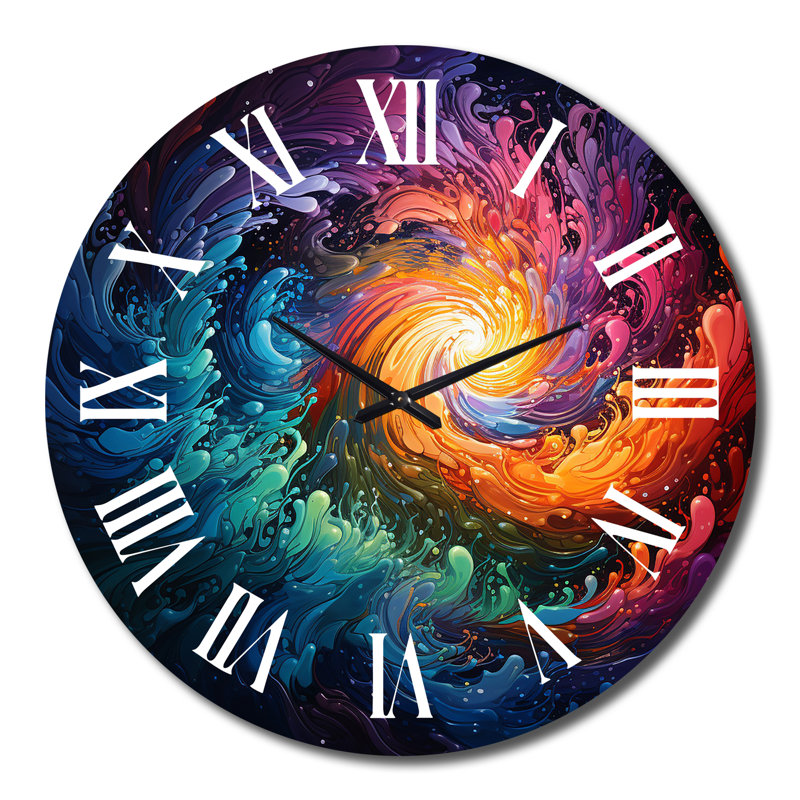 Neon Spin I - Abstract Spirals Wall Clock, Large