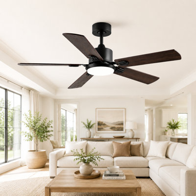 52" Dimmable LED  Ceiling Fan with Remote Control 3CCT Reversible DC Motor Timer Memory for Living Room or Kitchen