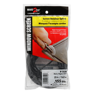 Prime-Line Screen Retainer Vinyl Spline, .155 in. Round, Black, 25 Ft. (1 Roll)