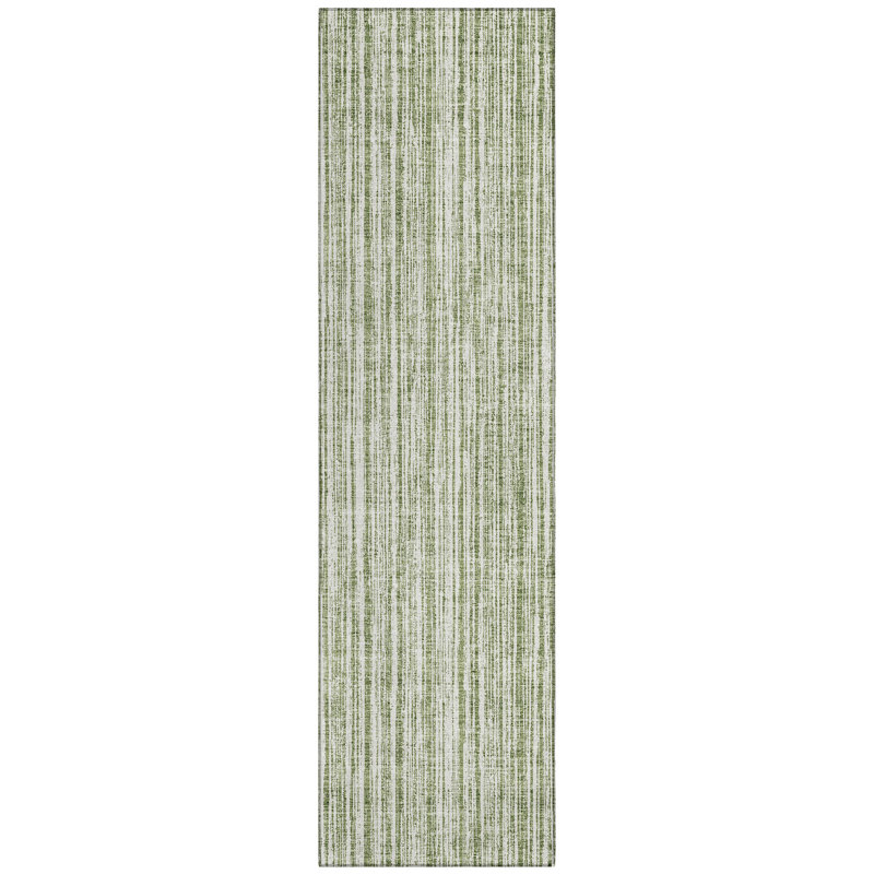 Machine Washable Indoor/Outdoor Chantille ACN760 StripesRug, 2'3" x 7'6" Runner, Green