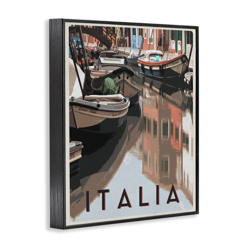 Affiche Italia Canal, giclée par Shelley Lake, H 14 po x l 11 po, Giclée encadrée noir minuit