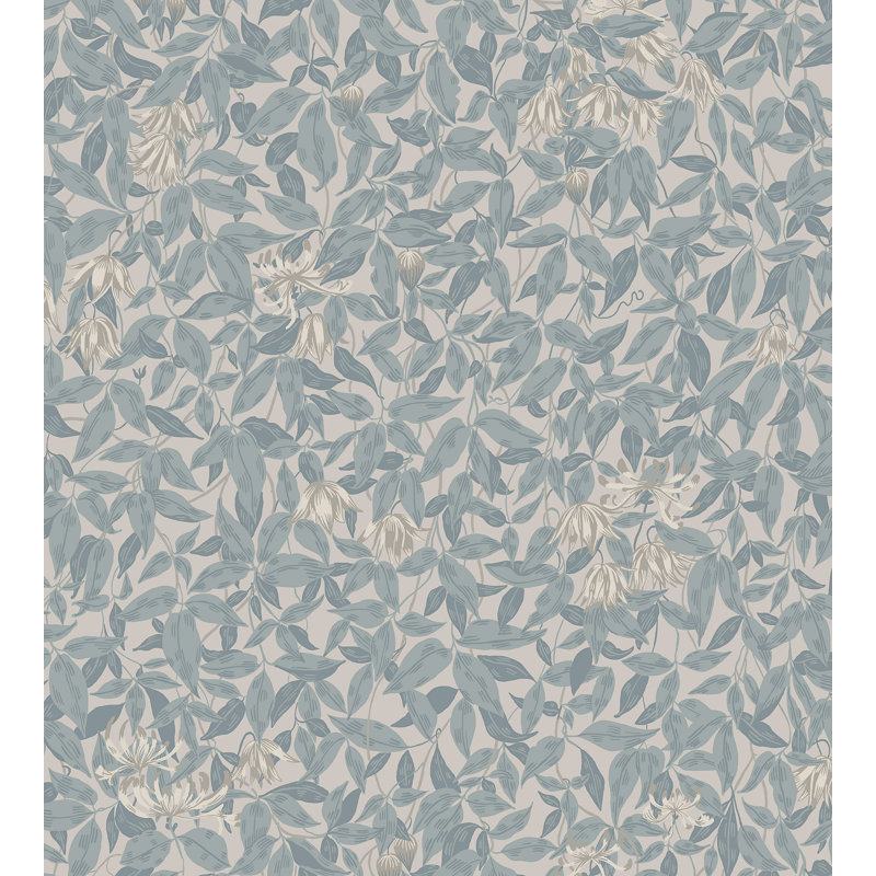 Kolonin Floral Wallpaper Roll, Misty Blue