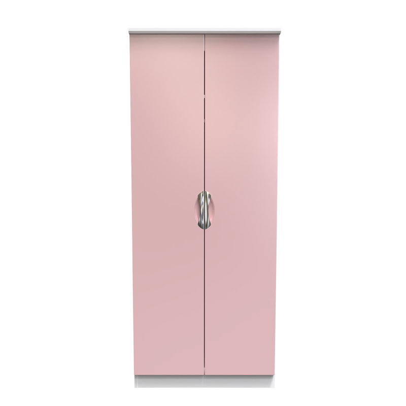 Bhodhini 2 Door Wardrobe, Pink/White, 182cm H x 74cm W x 53cm D