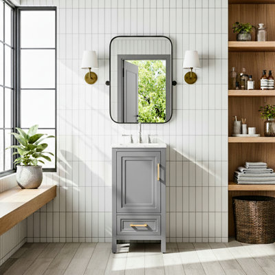 Meuble-lavabo simple 18 po avec plateau en céramique